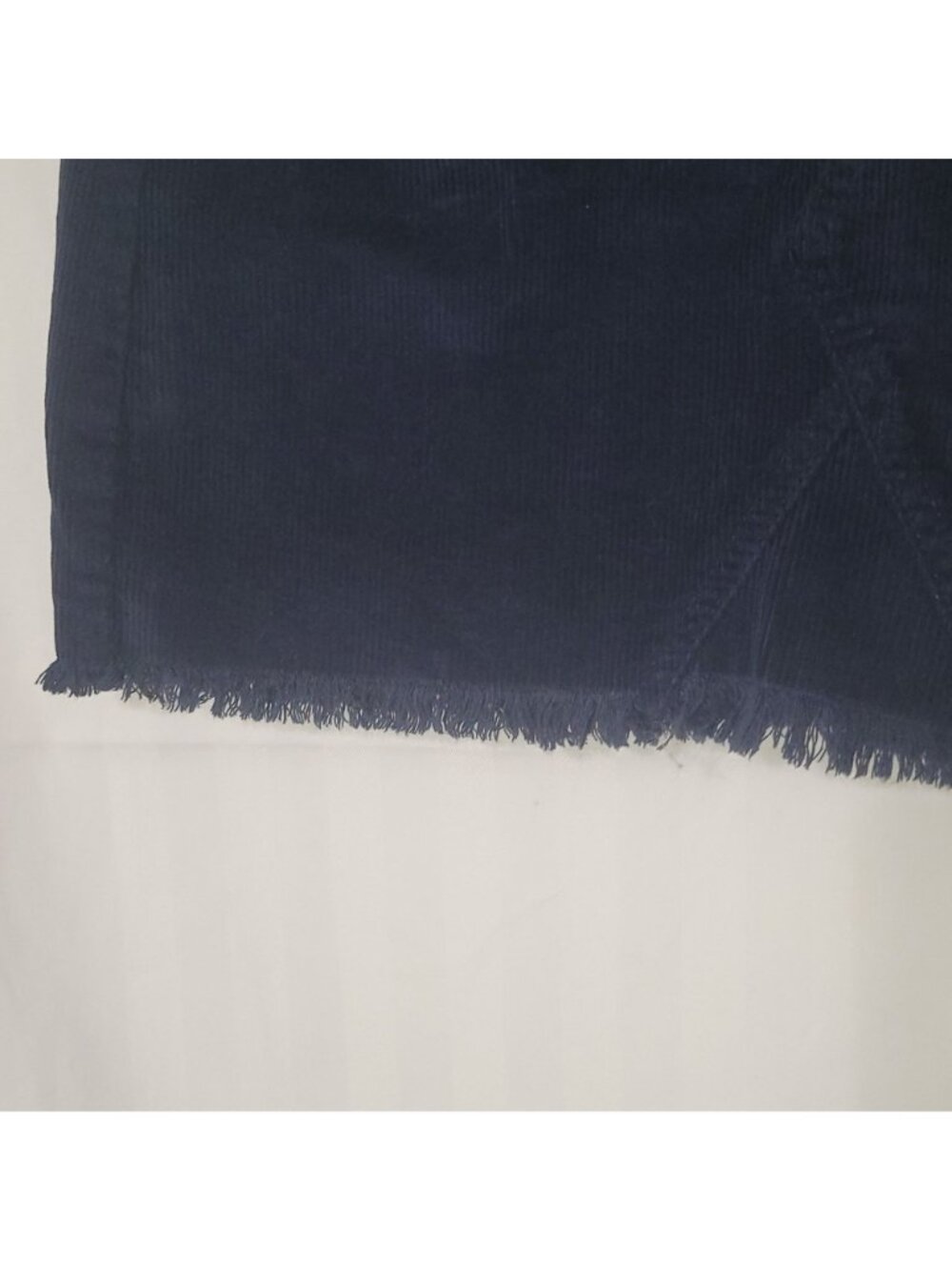 Corduroy Navy Blue Mini Skirt With Frayed Hem & Front Button Closure Size 5/27W - Picture 8 of 15